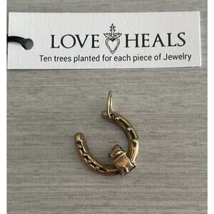 Love Heals Jewelry Ojai CA Yellow Bronze Horse Shoe Charm w/ side ring LH36